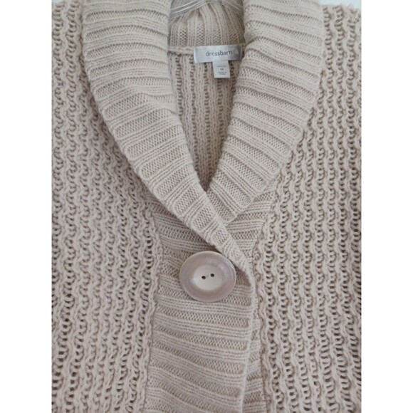 Dressbarn chunky knit woolblend cardigan sweater MPetite big button boho retro - Picture 3 of 12